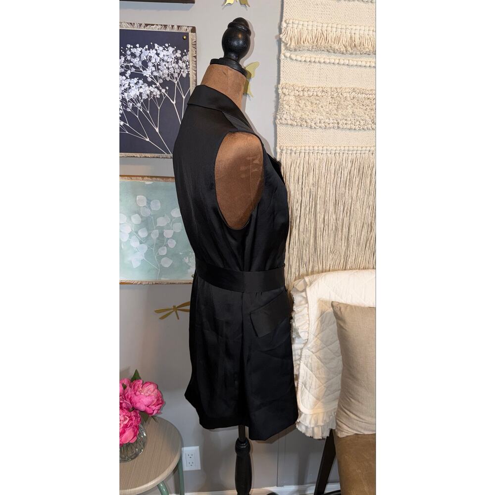 Express Black Satin-Look Double-Breasted Longline Vest – Medium – NWT - Picture 4 of 10